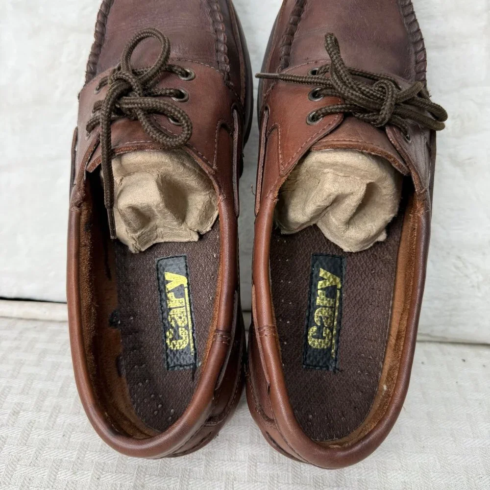 Cary Mens Leather Moccasin Boat Shoes Brown Size 9.5 M Made In China